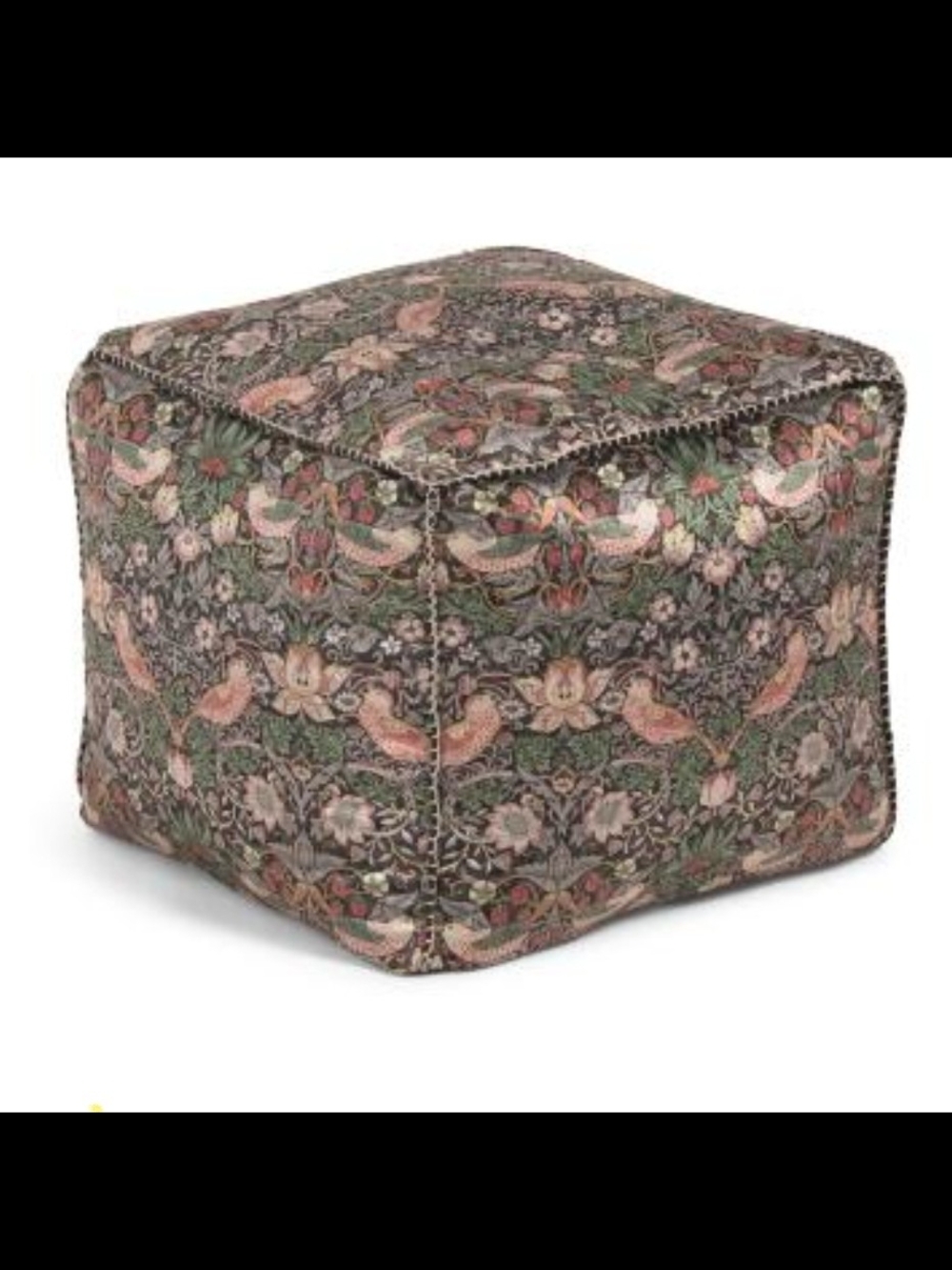 MORRIS &CO. 18x18x16 strawberry thief pouf  Square Pouf Ottoman Footstool